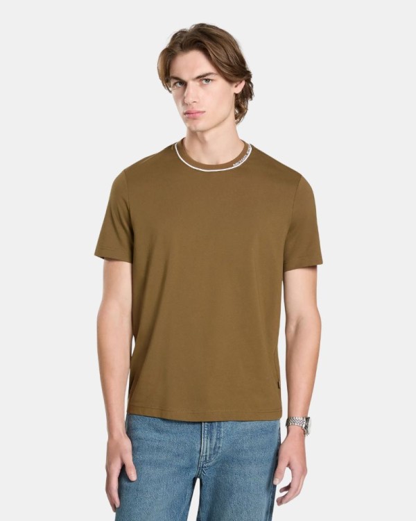 T-shirts de manga curta para homem MICHAEL KORS Castanho CS652SN19P LOGO RIB