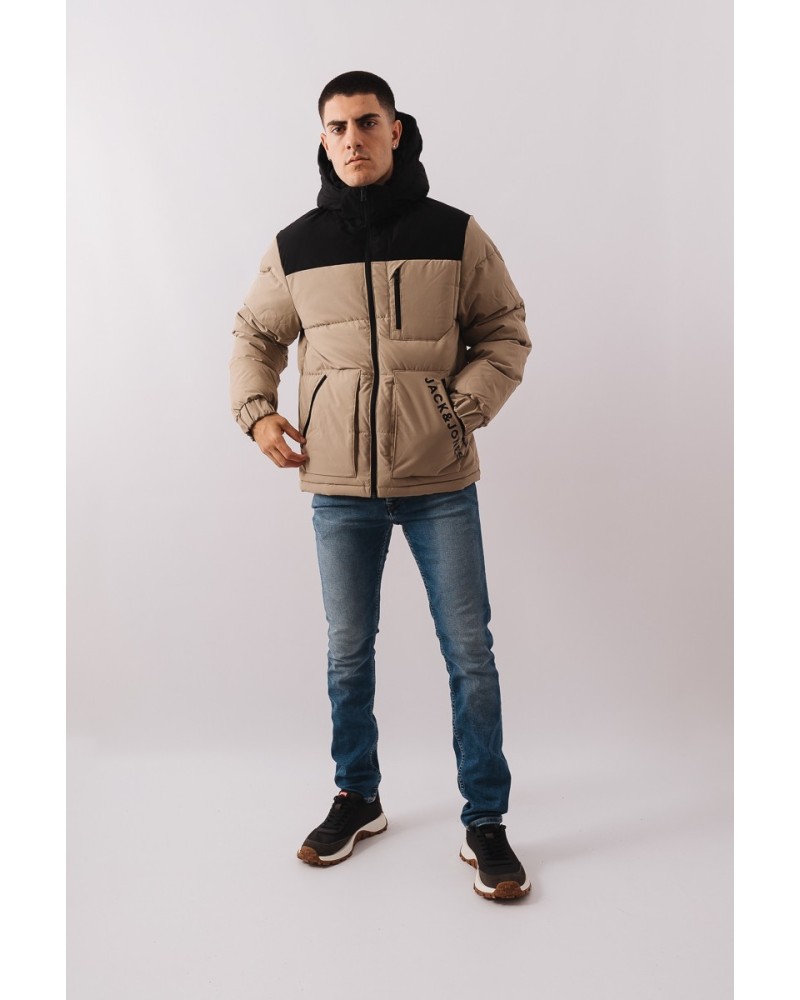 JACK AND JONES 12214648 JCOOTTO PUFFER SN Casacos Manga comprida Penas Homem Bege