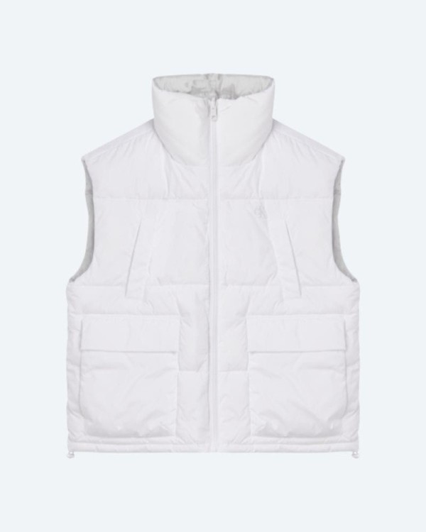 CALVIN KLEIN J20J220340YAF Abrigos Manga corta Chaleco Mujer Blanco