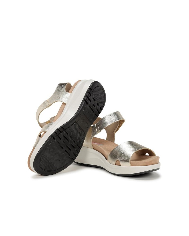 FLUCHOS F1475 Sandalias Abiertas Mujer Oro Made In Spain.