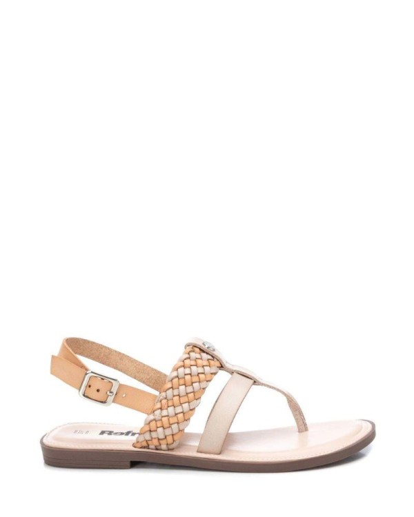 Sandalias planas beige Refresh para mujer, elegantes y cómodas