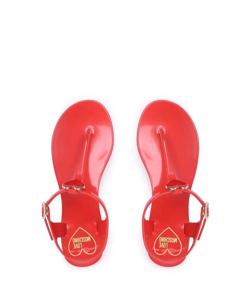 Sandalias Love Moschino planas de mujer rojas
