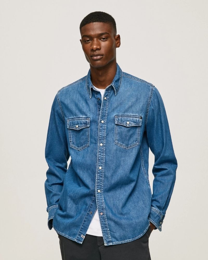 PEPE JEANS HAMMOND PM307509 Camisas Manga comprida Homem Azul