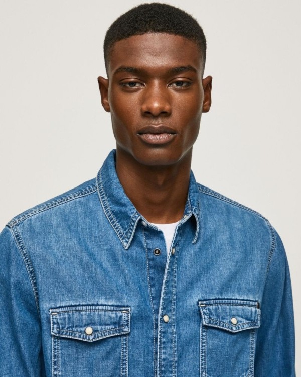 PEPE JEANS HAMMOND PM307509 Camisas Manga larga Hombre Azul
