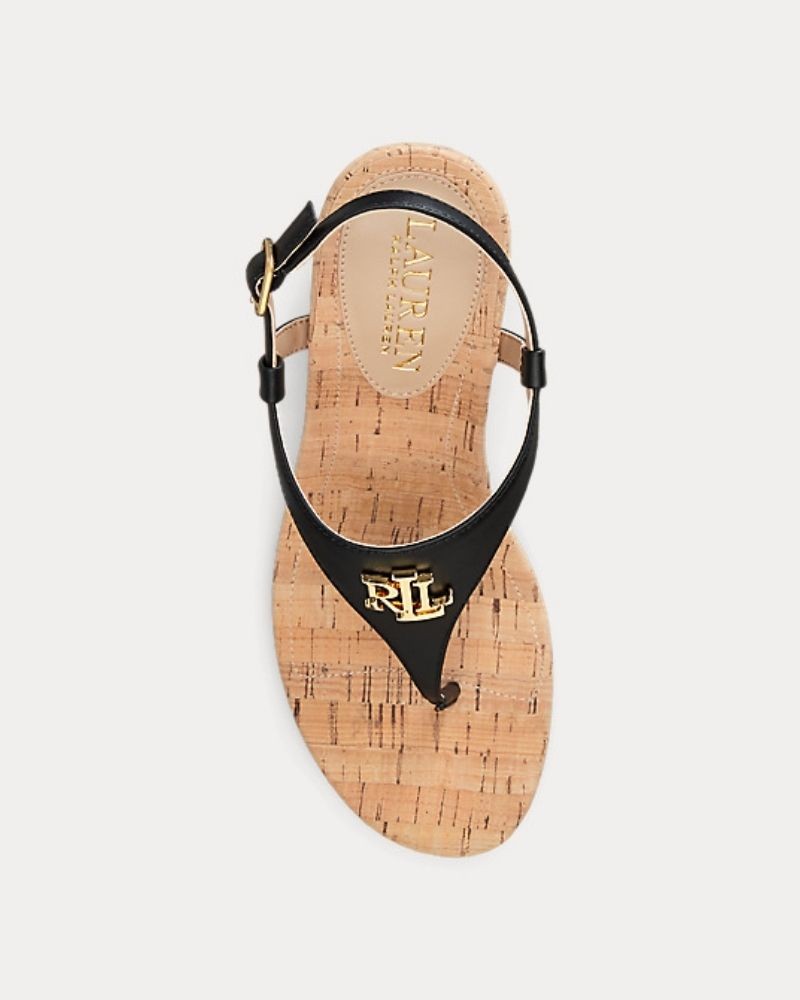 POLO RALPH LAUREN 802898612 JEANNIE SANDALS WEDGE Sandálias Abertas Mulher Preto