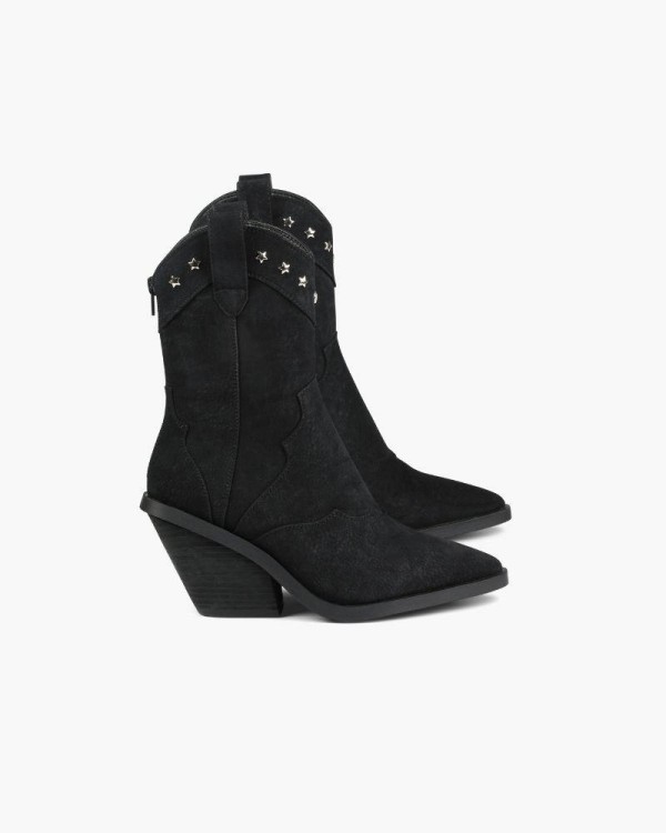 Mim WAKANA Botines Cowboy Mujer Negro