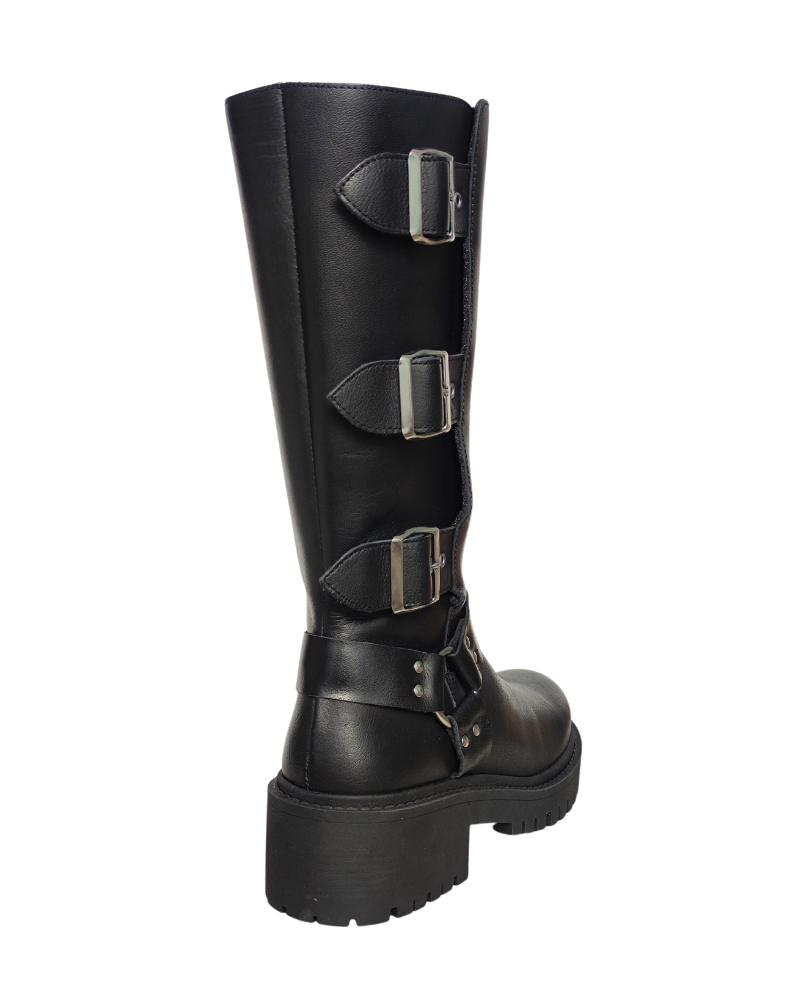  Botas Militares Mujer RKS Negro MOTERA 3 HEBILLAS