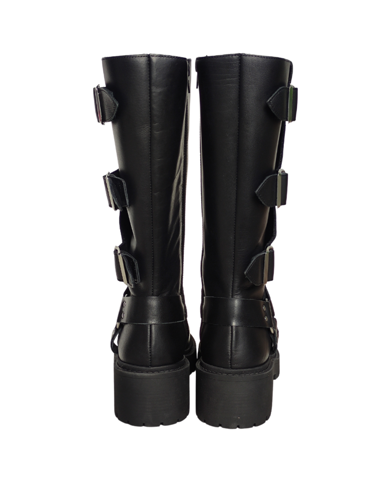  Botas Militares Mujer RKS Negro MOTERA 3 HEBILLAS
