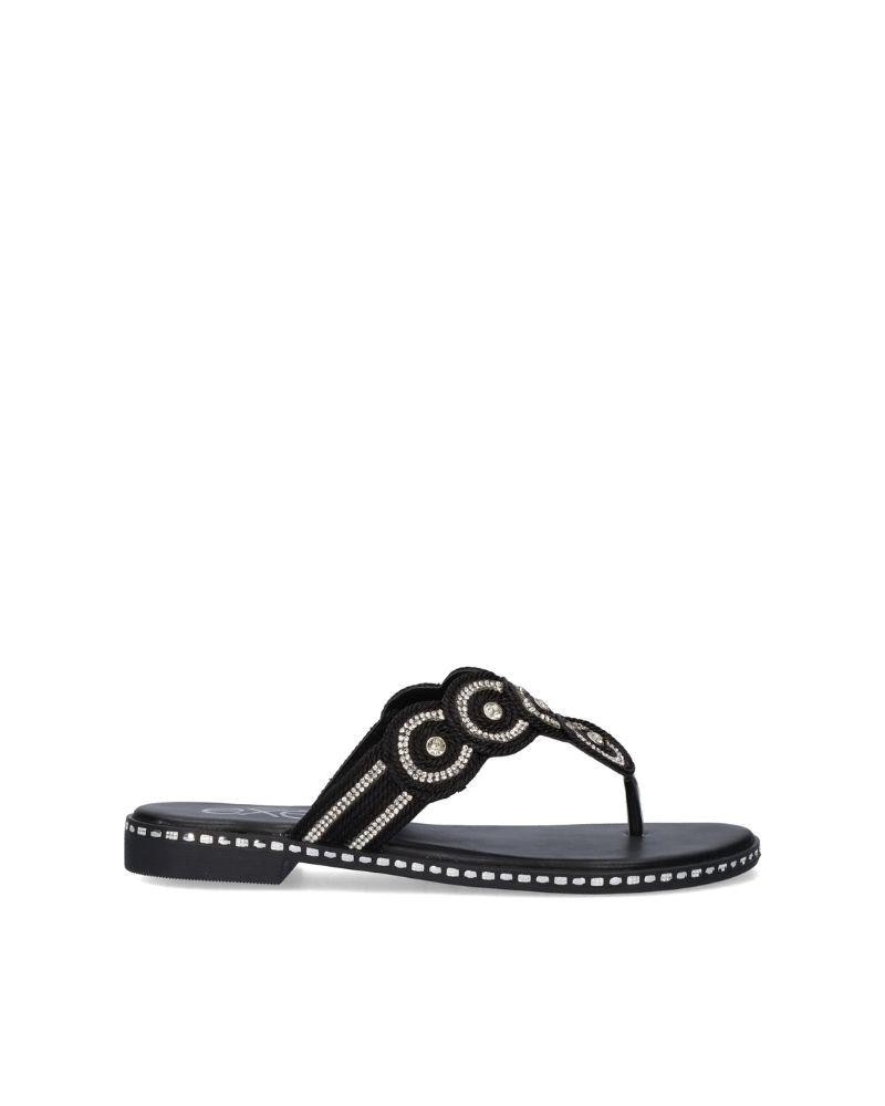 Sandalias de dedo doradas Exe para mujer, brillantes y modernas