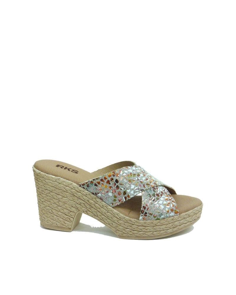 Sandalias de tacón RKS para mujer multicolor, únicas y llamativas