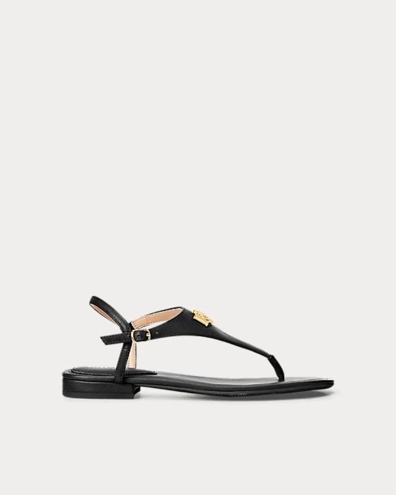 Sandalias negras planas Polo para mujer, clásicas y modernas