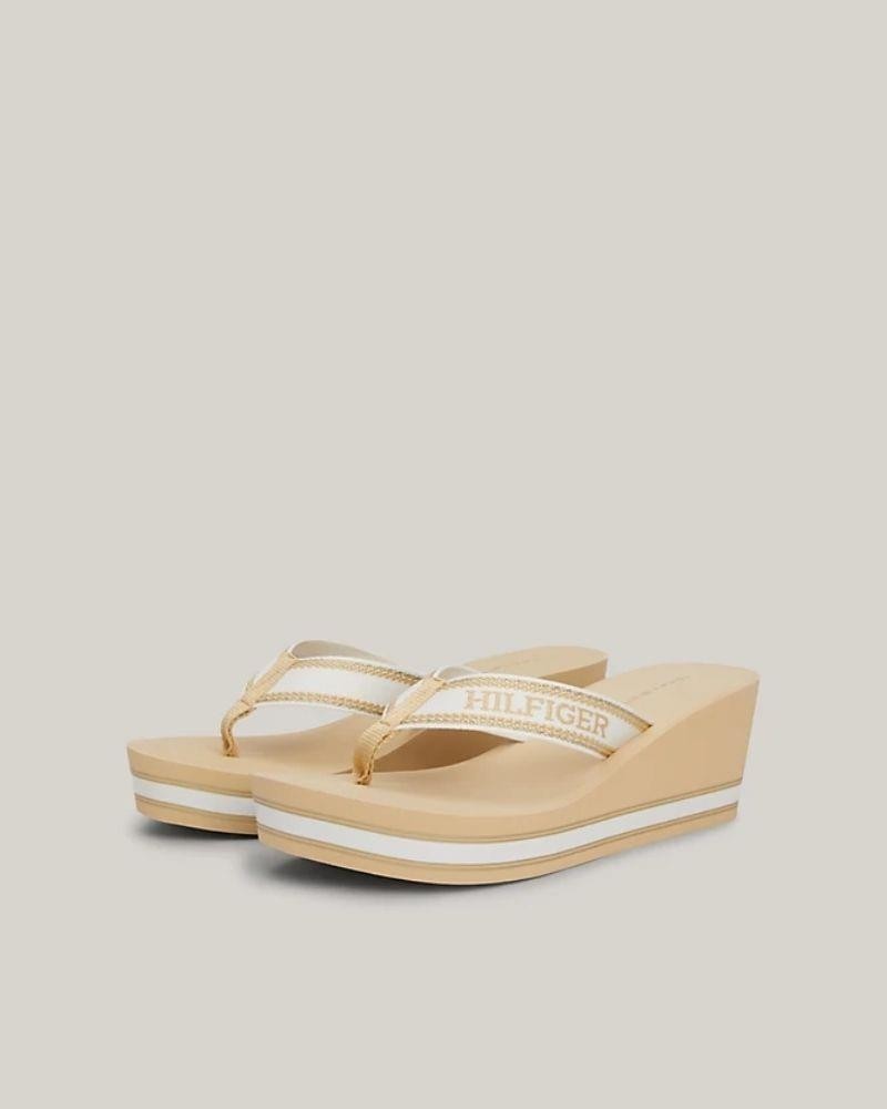 Sandalias de Dedo Chinelos Mulher TOMMY HILFIGER Bege FW0FW07903