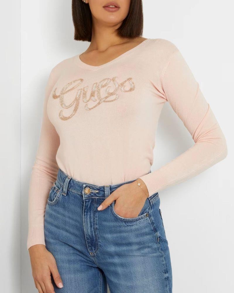  Jersey Manga larga Mujer GUESS Rosa W4GR25 Z2NQ2