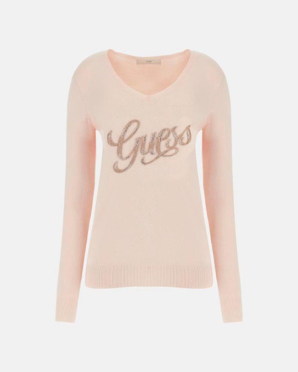  Jersey Manga larga Mujer GUESS Rosa W4GR25 Z2NQ2