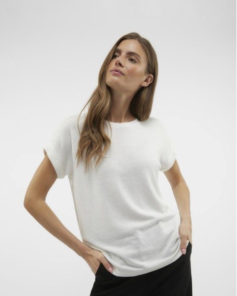 T-shirts Manga curta Mulher VERO MODA Branco 10291353 BRIANNA