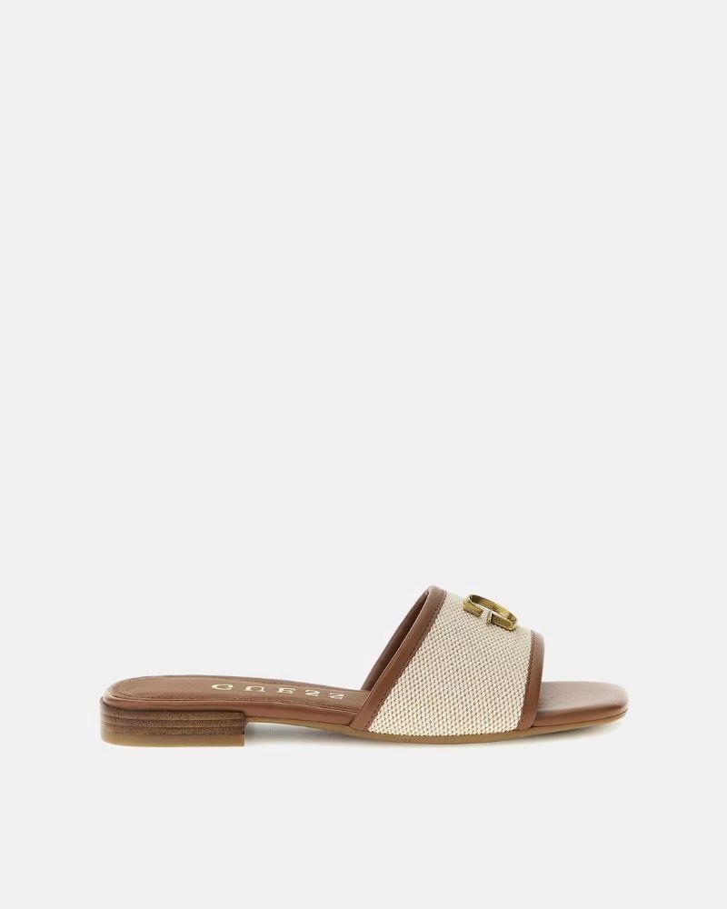 Sandalias planas nude Guess para mujer, elegantes y modernas